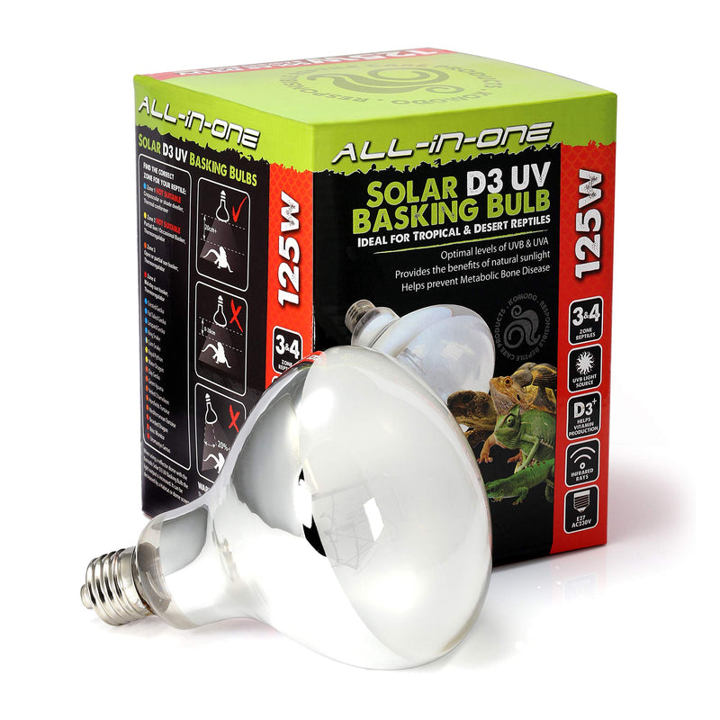 Komodo Solar D3 UV 125W Basking Bulb, Heat and Light Bulb for Reptile Habitats, Reptile Bulbs, Terrarium and Vivarium Lighting and Heating Bulb,82298 - PawsPlanet Australia