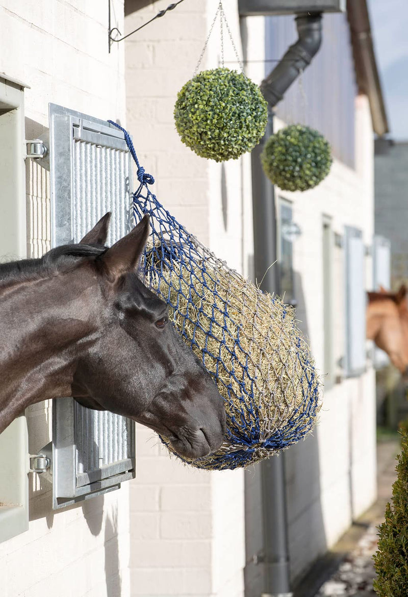 LeMieux Hippo Hay Net Horse Greedy Feeder - Durable Long Lasting Yard Feeding Bag with Small Holes One Size Blue - PawsPlanet Australia