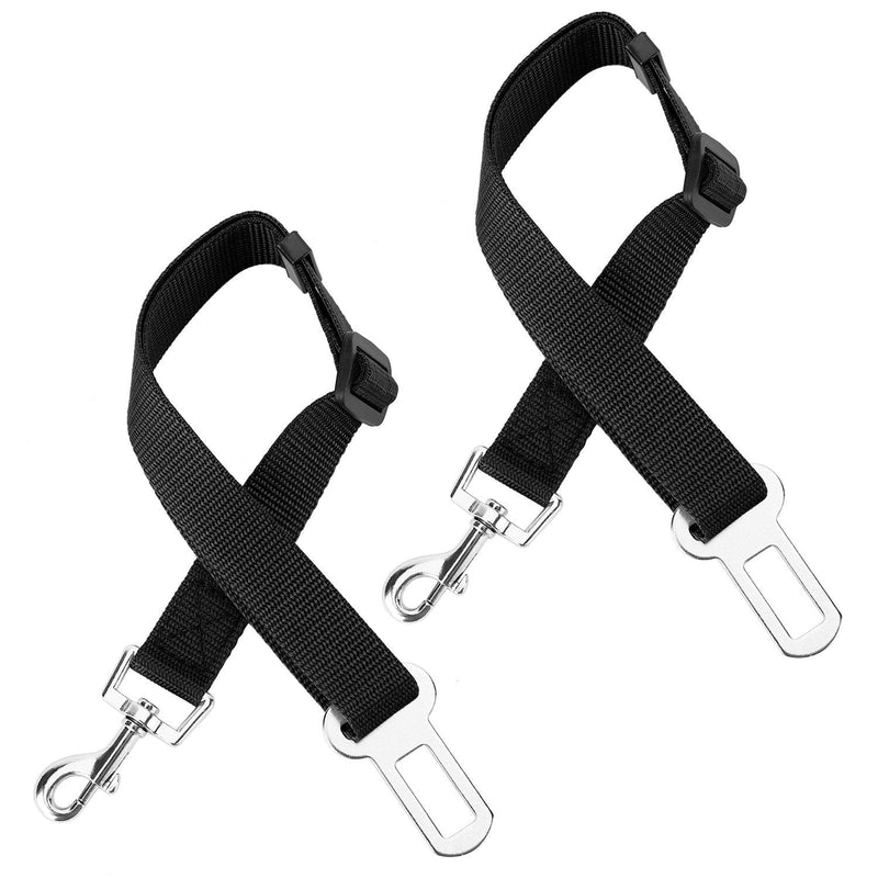 Top Munster 2 Pcs Car Vehicle Adjustable Pet Dog Cat Safety Leash Leads Seat Belts Nylon Harness Seatbelt Set Black - PawsPlanet Australia