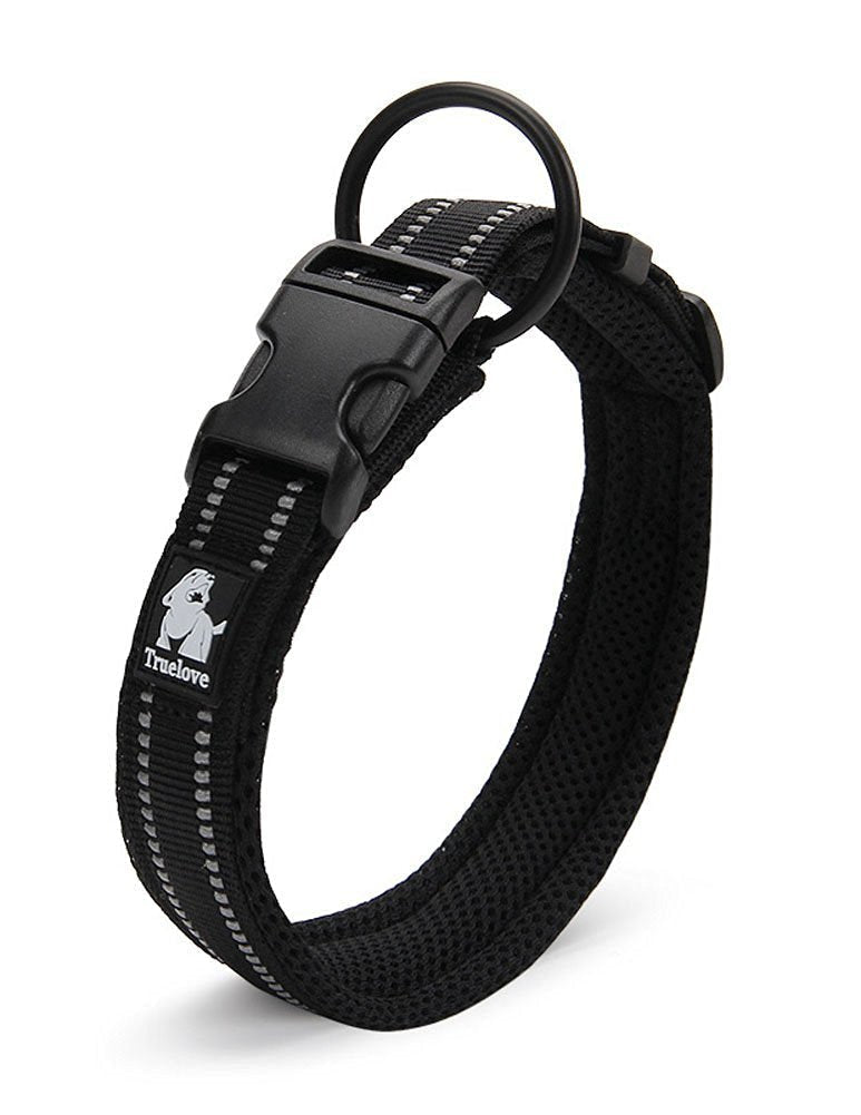 Kismaple Adjustable Pet Soft Comfy 3M Reflective Dog Collar Breathable Mesh Dog Collar Training Walking Outside for Samll/Medium/Large Dogs Collars (XXS (28-30cm), Black) XXS (28-30cm) - PawsPlanet Australia