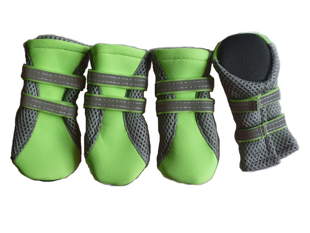 Vibrant Fellow Paw Protector Dog Boots Breathable and Skid-proof with Reflective Straps Bright Green Set of 4 Size XXS - Inner Sole Width 1.18 Inch - PawsPlanet Australia