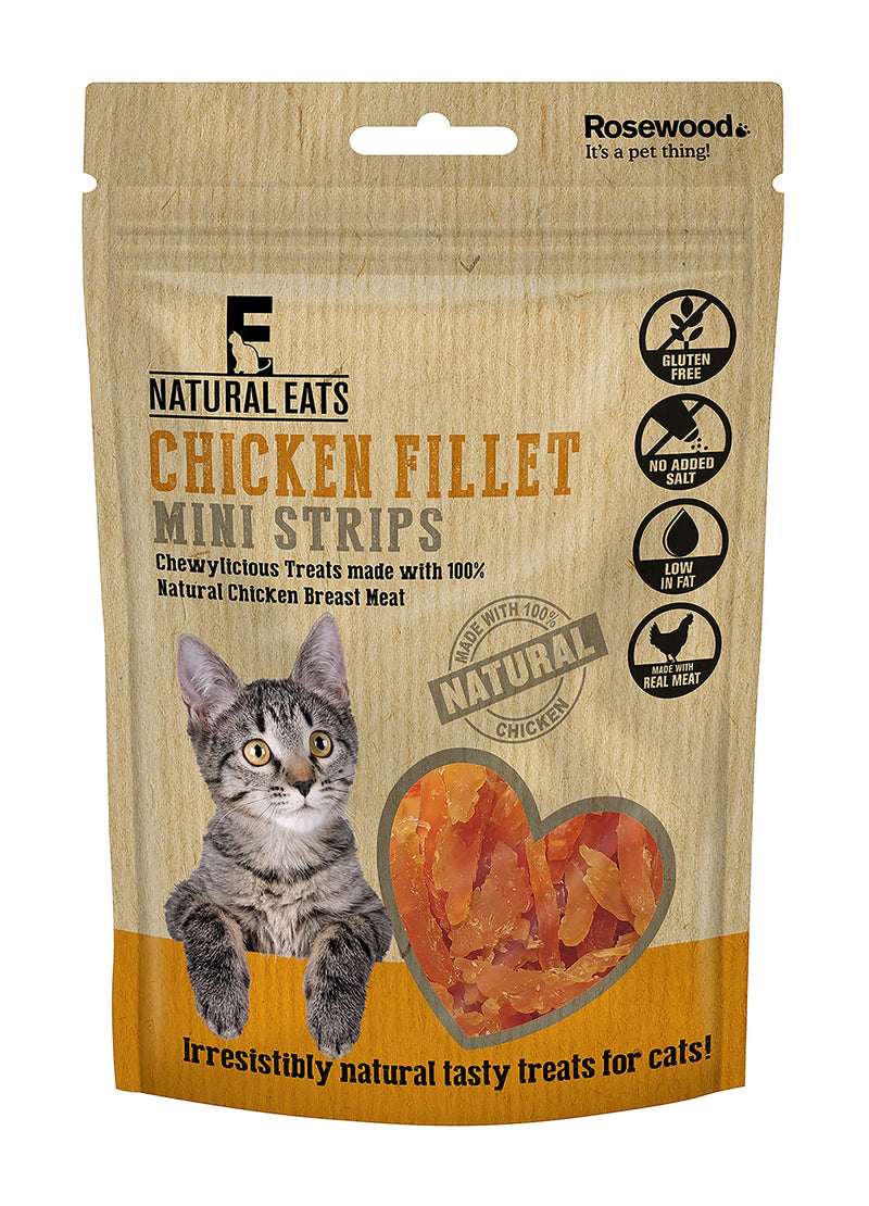 Rosewood Natural Eats Chicken Fillet Mini Strips For Cats, 50 gram, Pack of 18 - PawsPlanet Australia