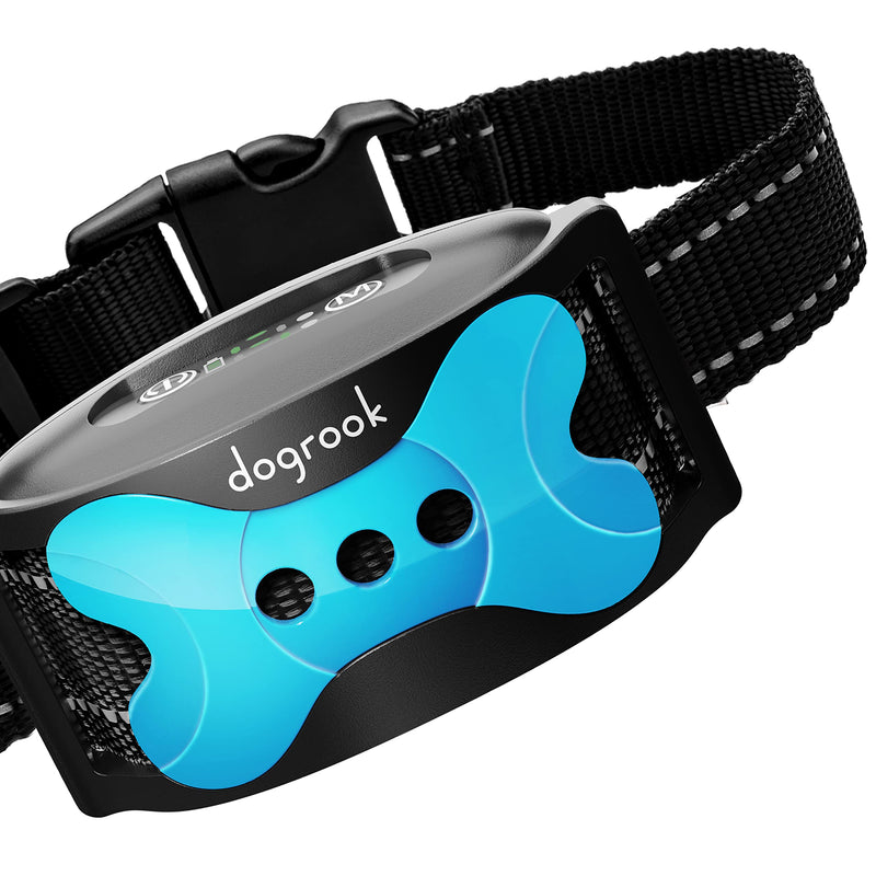DogRook Rechargeable Dog Bark Collar - Humane, No Shock Barking Collar - w/2 Vibration & Beep - S, M, L Dogs Breeds Training - No Remote - 11-110 lbs - PawsPlanet Australia