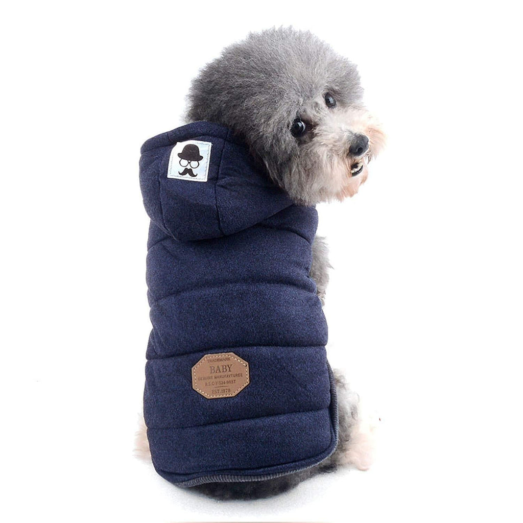ZUNEA Small Dog Vest Coat Fleece Lined Winter Warm Puppy Jacket Hooded Windproof Pet Chihuahua Sweatshirt Soft Doggie Clothes Apparel Blue XL XL (Neck:32cm;Back:35cm;Chest:47cm) - PawsPlanet Australia