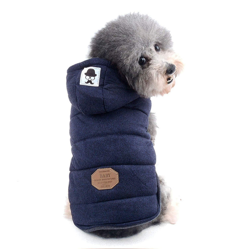 ZUNEA Small Dog Vest Coat Fleece Lined Winter Warm Puppy Jacket Hooded Windproof Pet Chihuahua Sweatshirt Soft Doggie Clothes Apparel Blue XL XL (Neck:32cm;Back:35cm;Chest:47cm) - PawsPlanet Australia