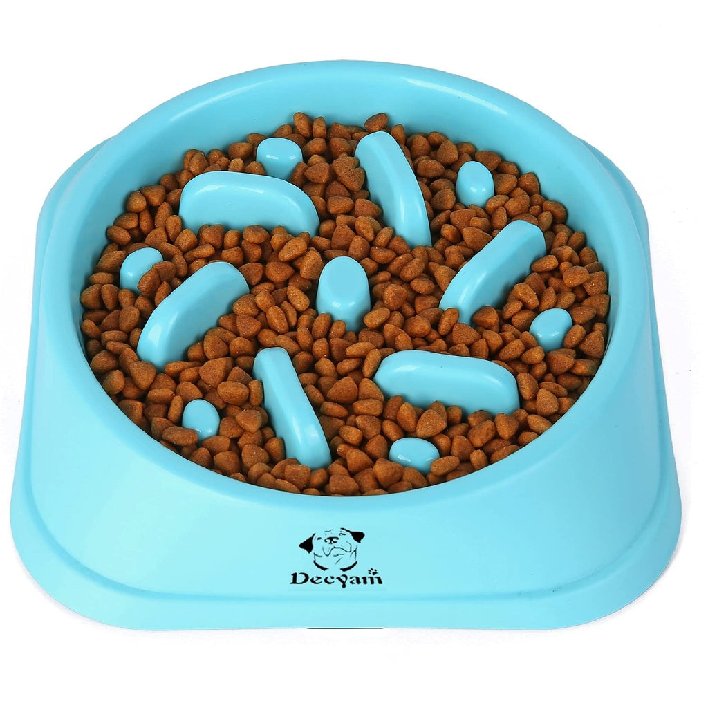 Decyam Slow Feeder Dog Bowl Slow Eating Dog Bowl Pet Puppy Fun Puzzle Feeder Non Skid Bloat Stop Feeding Bowl blue 1 - PawsPlanet Australia