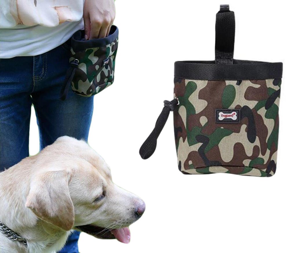 Diyafas Camouflage Pet Dog Activity Treat Pouch Snack Bag Puppy Training Walking Poop Bag Holder Dispenser Green - PawsPlanet Australia
