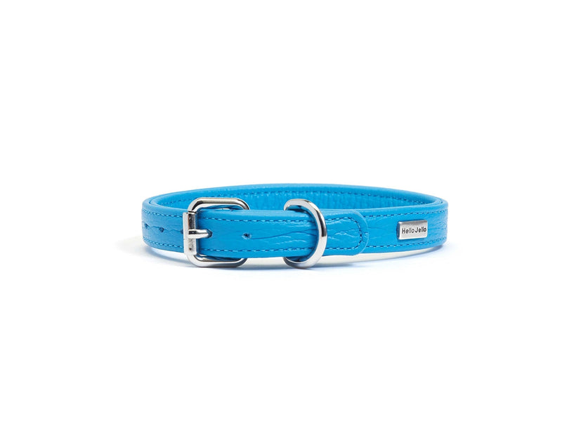 HelloJello Genuine Leather Pet Collar - Colourful Stylish Genuine Leather Dog Collar (S, Blue) S - PawsPlanet Australia