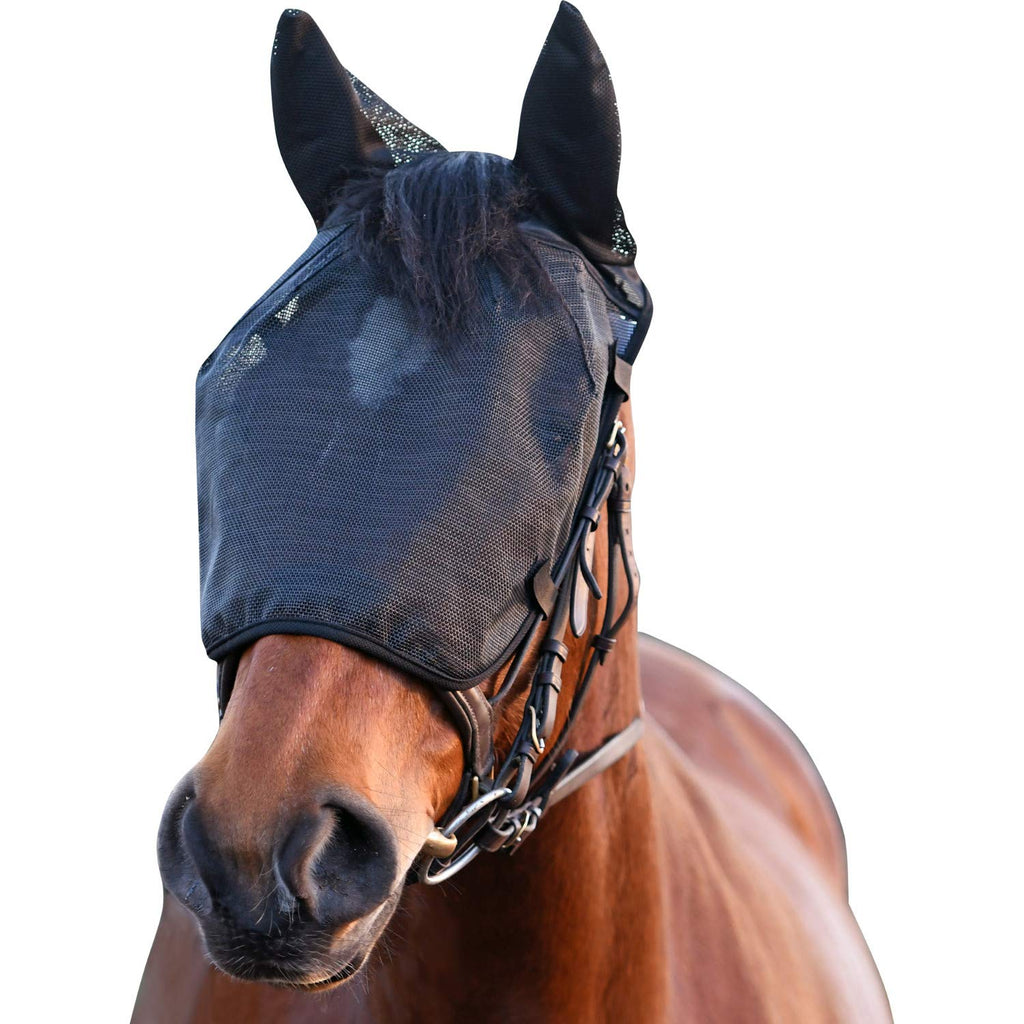 equilibrium Net Relief Riding Mask Black - UV Sun Protection and SPF Properties - Attaches quickly and easily to the bridle XS - PawsPlanet Australia