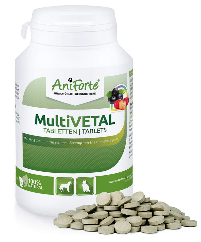 AniForte MultiVitamin MultiVETAL 250 Tablets: Natural Vitamin Supplement for Dogs & Cats - Contains 13 Vitamins & 11 Minerals, Including Vitamin B Complex, B1, B2,B5, B6, B12, A, C, D, E, K, Omega 3 - PawsPlanet Australia