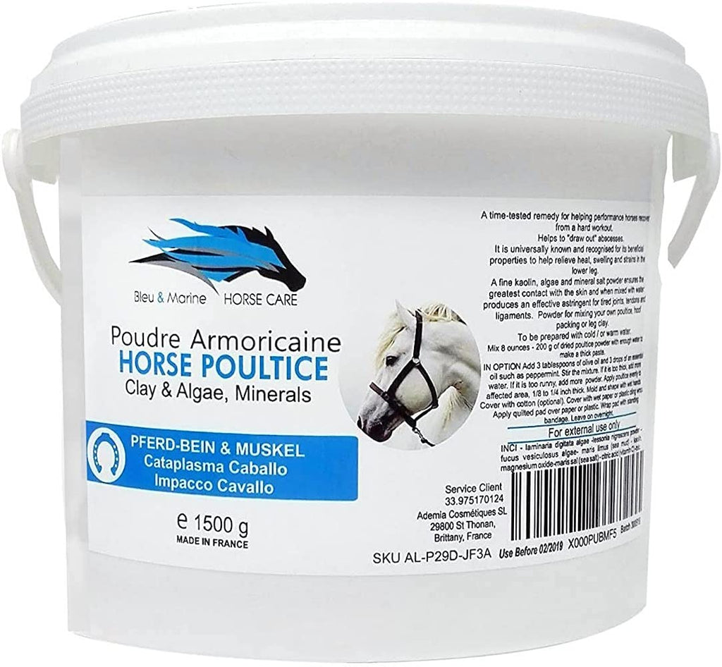 Poudre Armoricaine - The original French Horse Poultice - Cuticura Talcum Powder Clay & Minerals (Algae) - Horse Bucket - Support your Horses Health & Mobility - Equine products - 1500g ; 52.79fl oz - PawsPlanet Australia