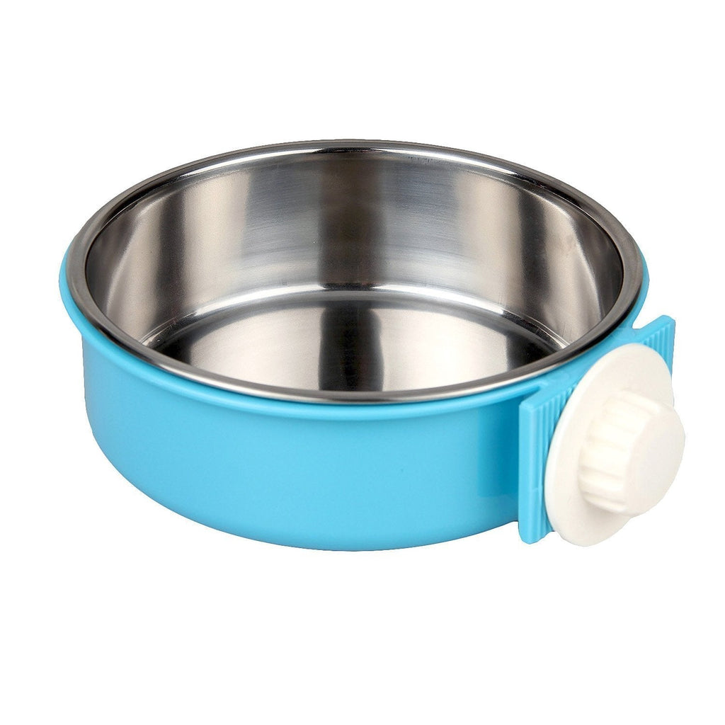 AEMIAO 2 IN 1 Pet Hanging Bowl Stainless Steel Pet Bowls Removable Dog Bowl for Crates & Cages Puppy Feeder Dog Water Bowl with Bolt Holder for Small Medium Dog (L) L (11oz) - PawsPlanet Australia