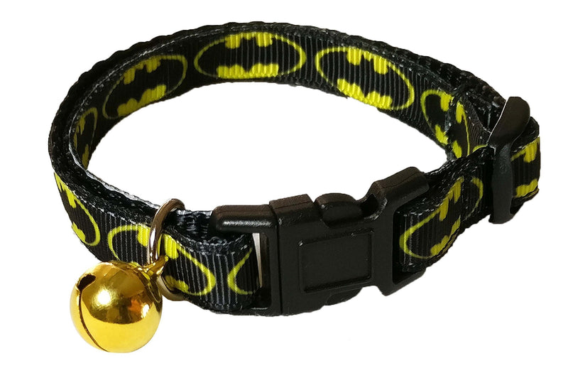 Spoilt Rotten Pets Black & Yellow Bat Cat Collar Safety Buckle and Bell - PawsPlanet Australia