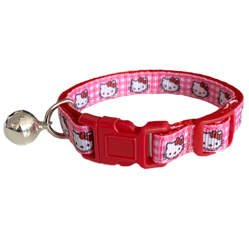 Spoilt Rotten Pets Pink Gingham Kitty Face Cat Collar With Bell & Safety Buckle - PawsPlanet Australia