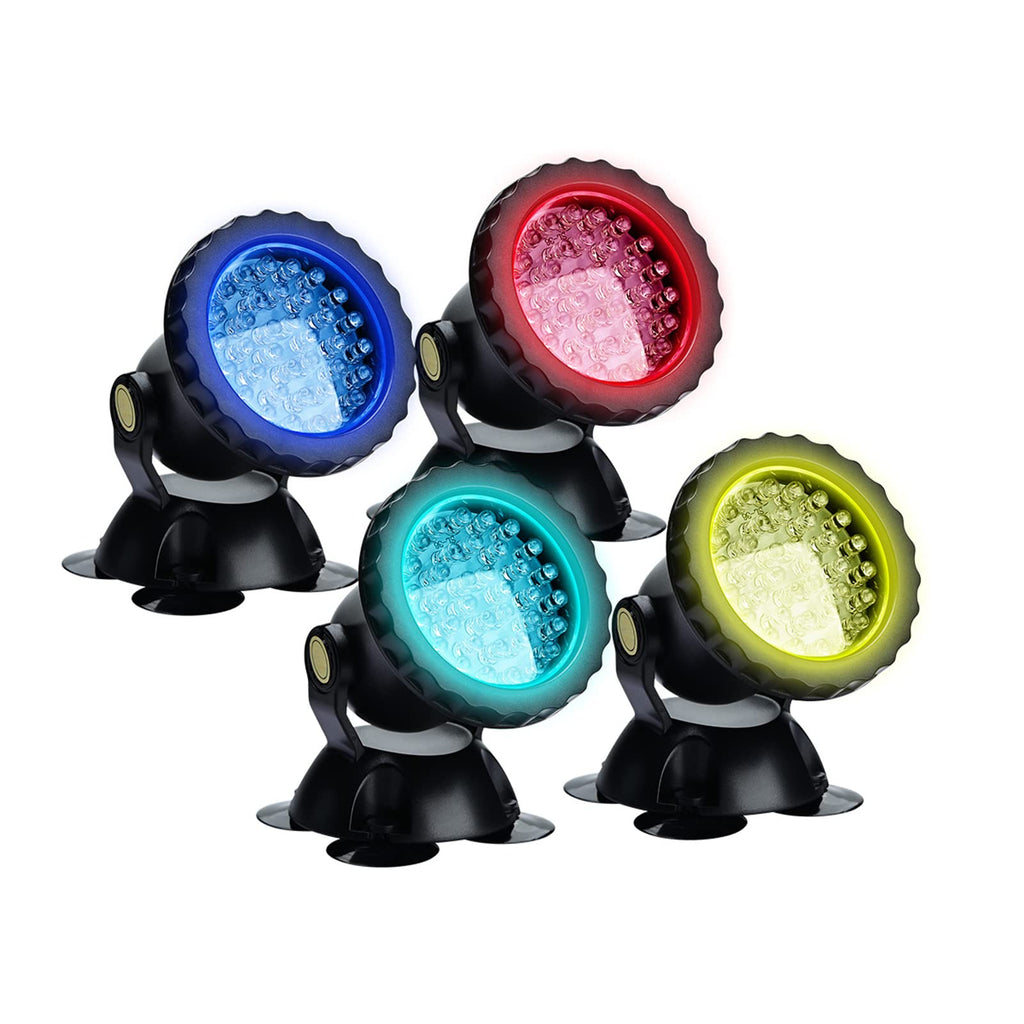 COVVY Waterproof Underwater Spot Lights Multicolour RGB Aquarium Lights with Remote Control for Garden Pond Fish Tank Swimming Pool,UK Plug (Set of 4 Lights) Set of 4 Lights - PawsPlanet Australia