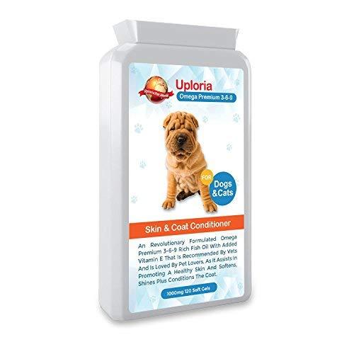 Uploria Pet World Omega Fish Oil Capsules For Dogs & Cats Helps Promotes Healthy Skin And Coat | 120 Chicken Flavour Tablets| UK Manufacture - PawsPlanet Australia