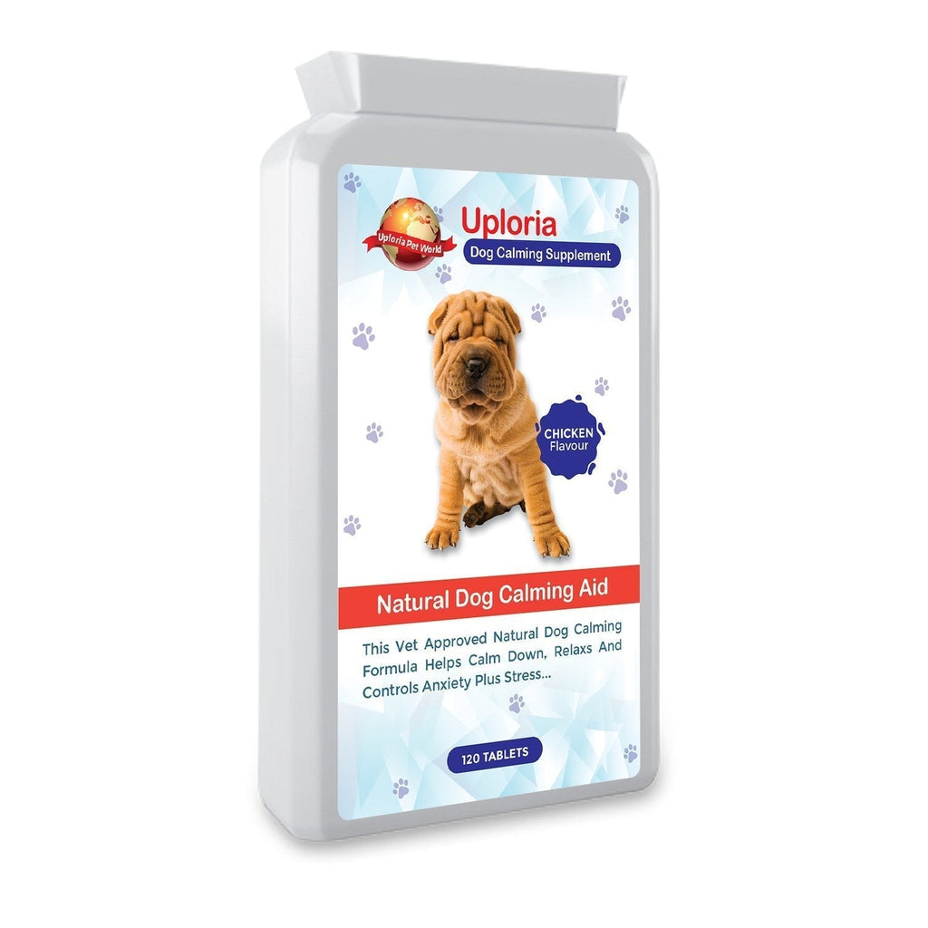 Uploria Pet World Calming Tablets For Dogs | 120 Chicken Flavour Tablets | UK Manufactured. - PawsPlanet Australia