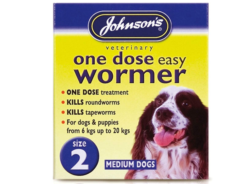 John-sons One Dose Easy Wormer Tablet Worming Tablet Dog Dewomer Tablets (2 - medium dogs 6kg - 20 kg) - PawsPlanet Australia