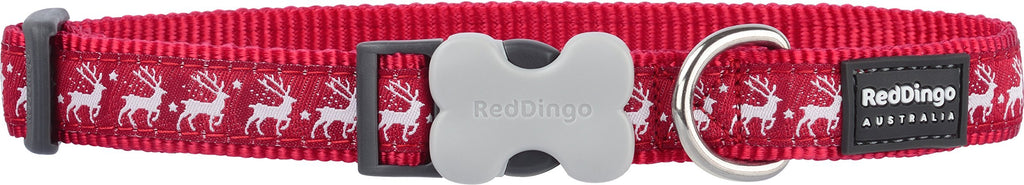 Red Dingo Reindeer Christmas Dog Collar, X-Small red - PawsPlanet Australia