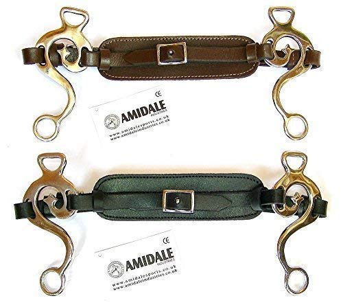 Amidale HACKAMORE BITLESS HORSE BIT STAINLESS STEEL PADDED LEATHER FROM (Black Leather) Black Leather - PawsPlanet Australia