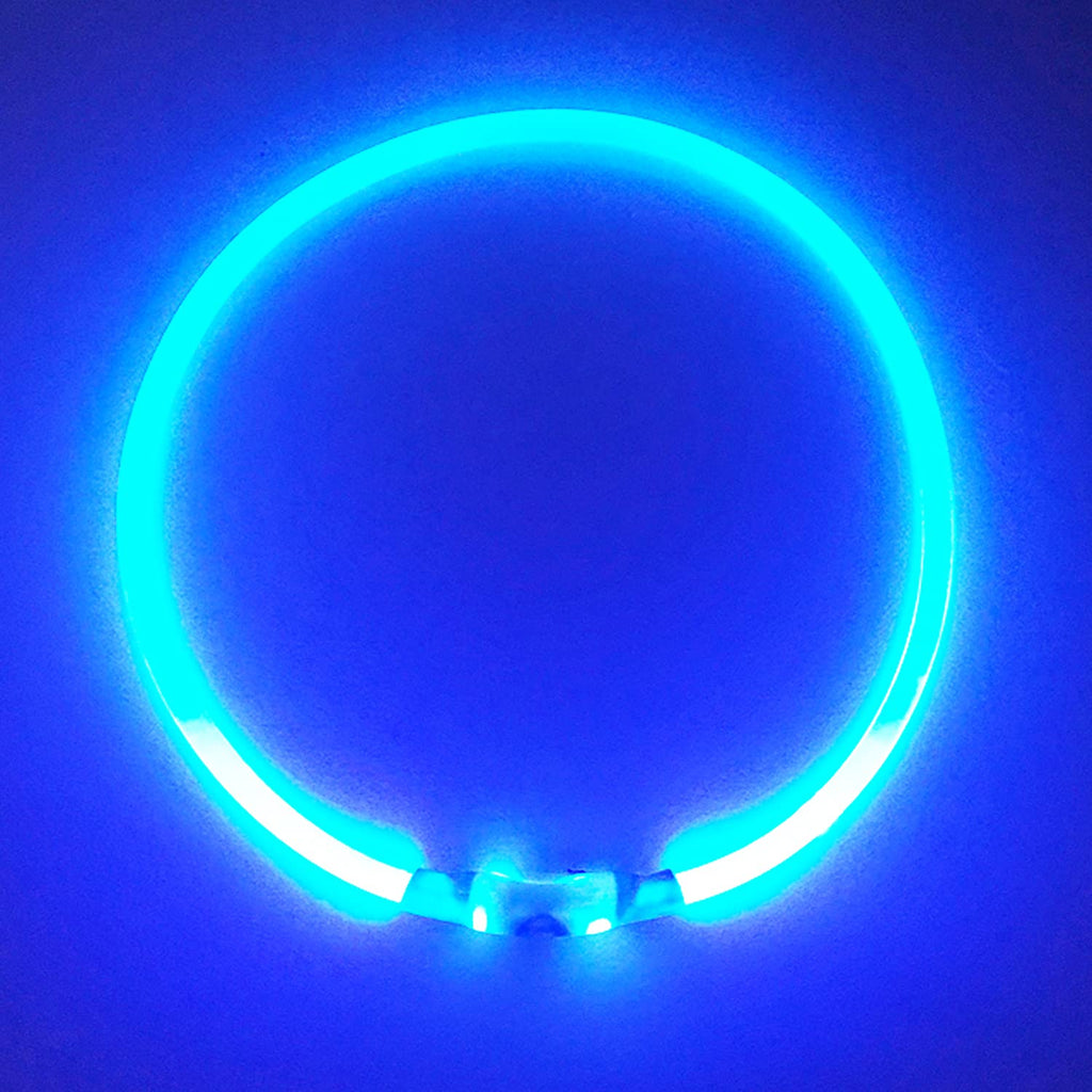 PetSol Ultra Bright USB Rechargeable LED Dog Safety Collar - Cut To Fit Any Size - Rechargeable Lithium Battery - Increased Visibility & Safety For Your Pets (Blue) Blue - PawsPlanet Australia