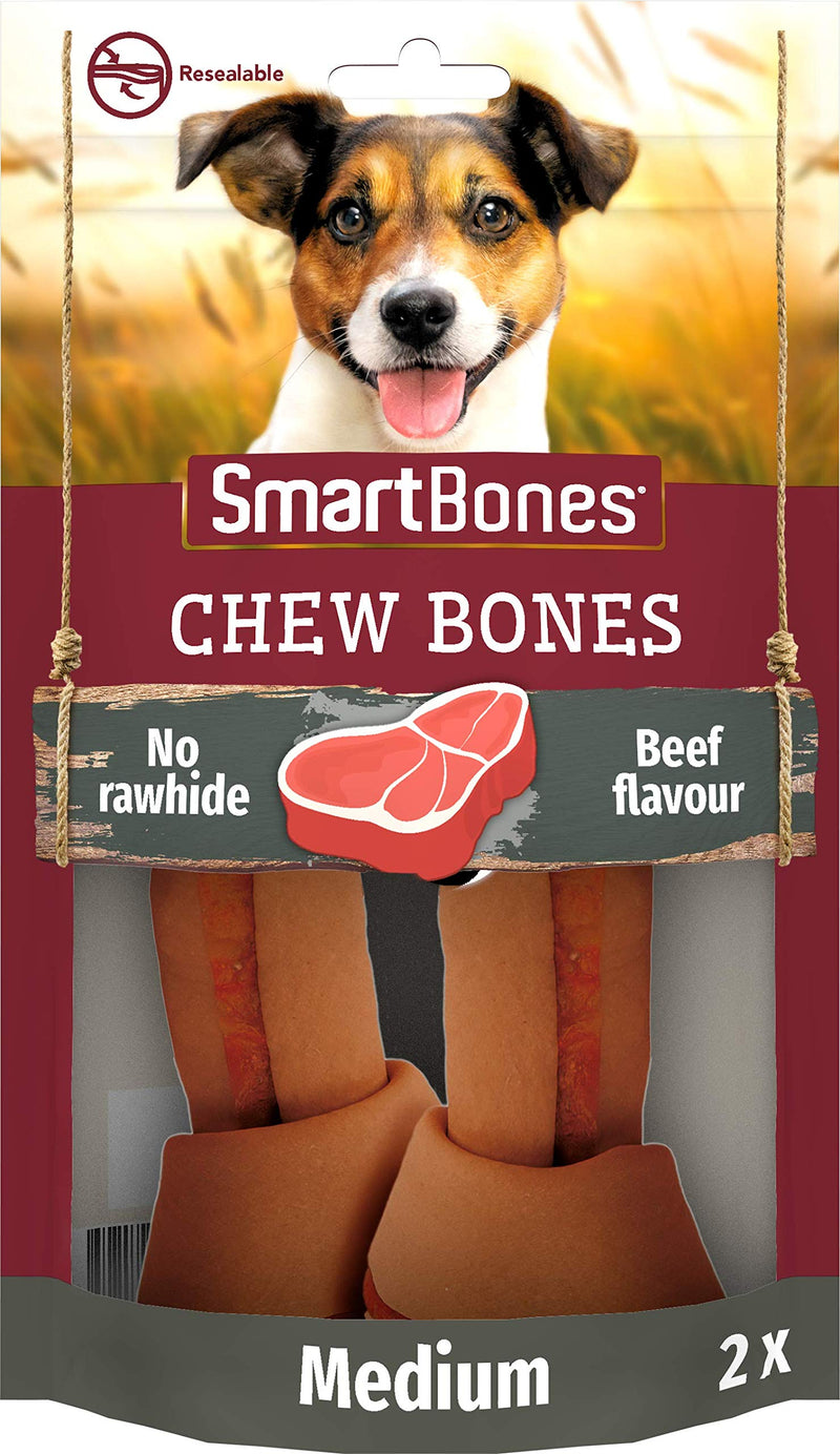 SmartBones Medium Beef Bones Rawhide-Free Chewy Treats for Dogs, Beef Flavour, Made With Chicken and Vegetables - PawsPlanet Australia