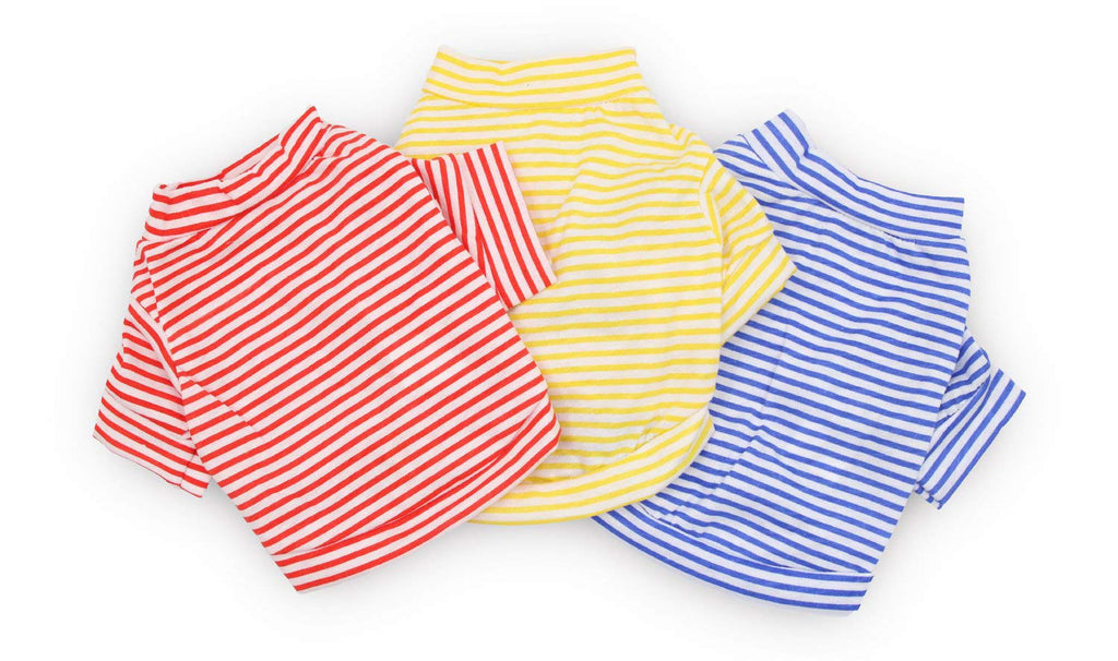DroolingDog Dog Clothes Pet Striped T-Shirt Plain Puppy Apparel for Small Dogs, XS, Pack of 3 White - PawsPlanet Australia