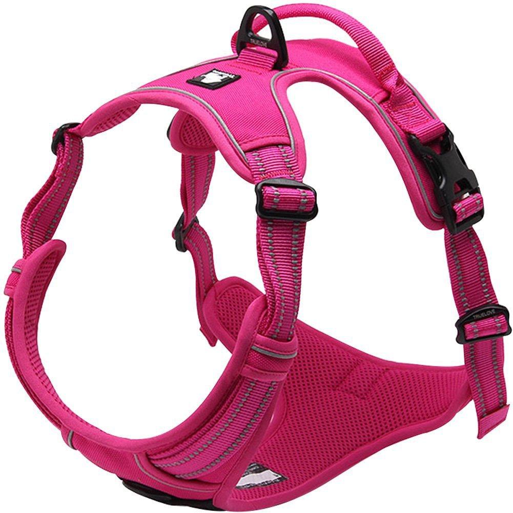 Da Jia Inc Reflective No Pull Dog Harness with Handle Breathable Durable Nylon Pet Vest, Pink M M(Chest: 22-27") - PawsPlanet Australia