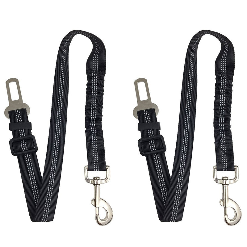 Dooppa 2PCS Adjustable Pet Car Seat Safety Belt with Elastic Bungee Buffer (Black) Black - PawsPlanet Australia