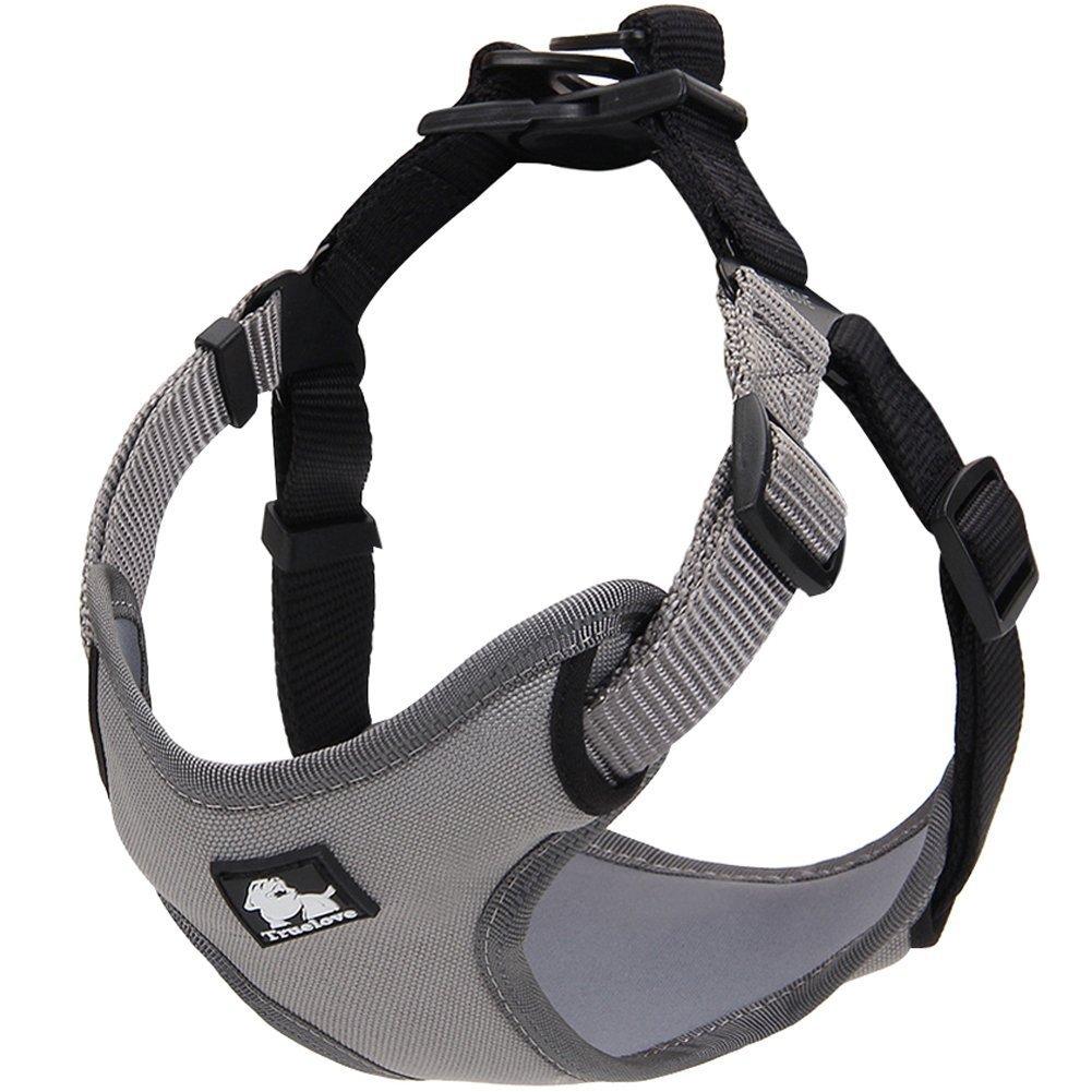 Da Jia Inc 3M Reflective Front Range Dog Harness with Handle Durable Nylon Adjustable Breathable Mesh Pet No Pull Dog Nylon Vest Protective Dog Vest for Small to Large Dogs (Grey, L) L(Chest: 20.5-36.2") Grey - PawsPlanet Australia