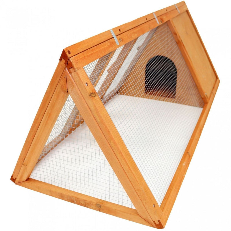 Oypla Wooden Outdoor Triangle Rabbit Guinea Pig Pet Hutch Run Cage - PawsPlanet Australia