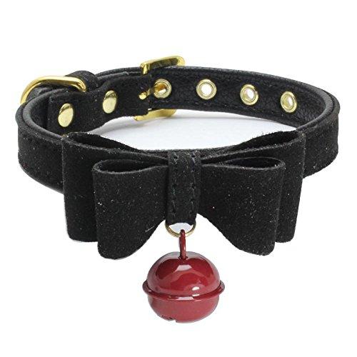 Mcdobexy Classic Pet Collar with Bell and Bow Tie (XXS,Black) XXS(Neck 17-23cm) Black - PawsPlanet Australia