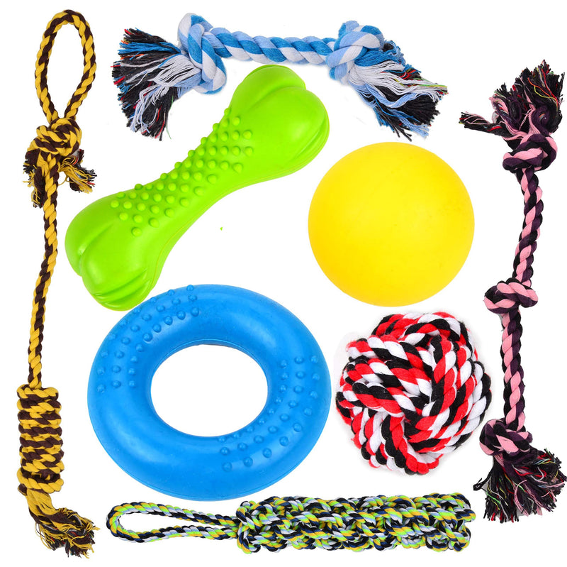 [Australia] - Youngever 8 Durable Dog Chew Toys, Puppy Toys, Dog Rope Toys Value Pack, Puppy Teething Toys for Small and Medium Dogs Basic 