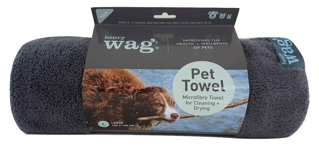 Henry Wag Microfibre Pet Towel - 2 Sizes 150 x 100cm - PawsPlanet Australia