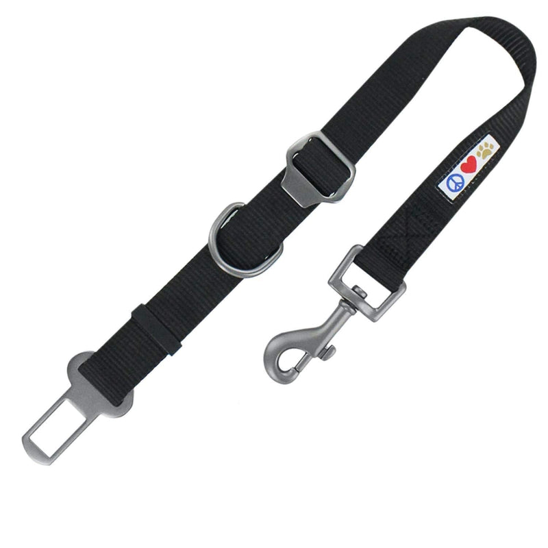 Pawtitas Dog Car Seat Belt | Pet Safety Seat Belt with Adjustable Lead for Small, Medium and Large Dogs | Keep Your Dog Secure in The Car | Dog Seat Belt with Extendable Lead - Black - PawsPlanet Australia