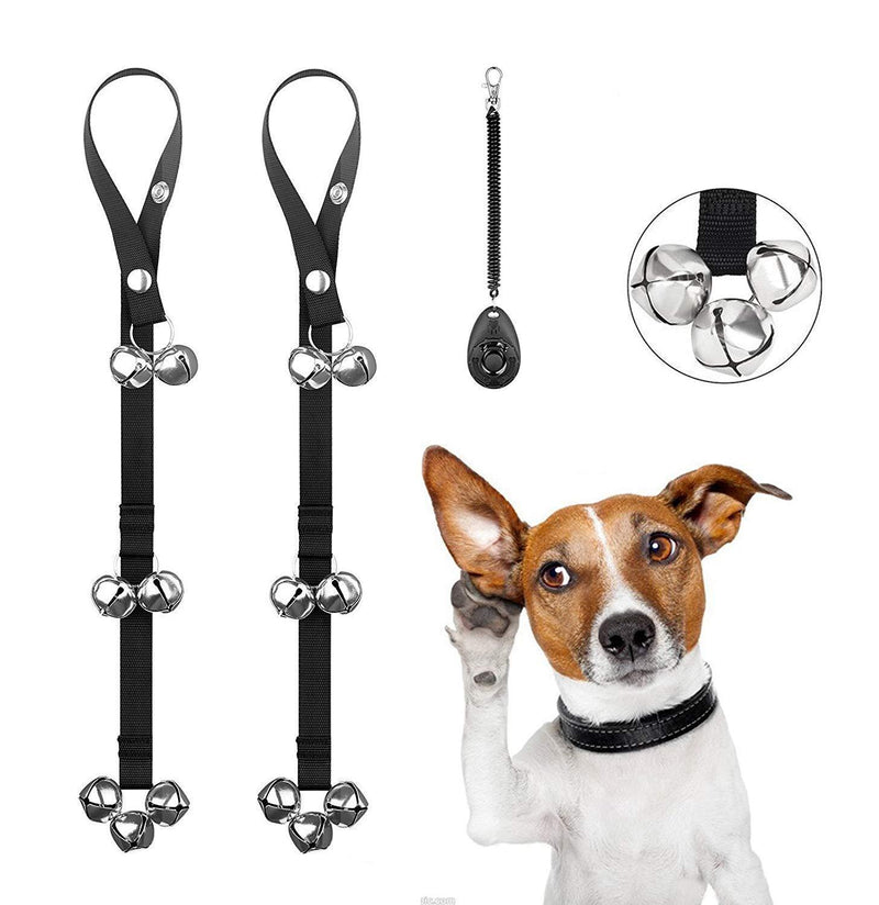 RIO Direct Dog Puppy Toilet Training Doorbells, 2 Pack Length Adjustable Potty Bells Dog Press Bell, 7 Extra Large Loud Doorbells with 1 Training Clicker for Door Knob, House Training - PawsPlanet Australia