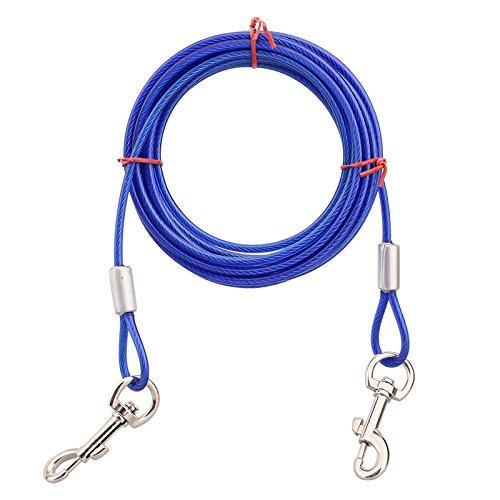 Stainless Steel Pet Dog Tie Out Cable - Double Head Dog Leash Camping Outdoor Tie-out Cable for Medium Large Pet Dogs (10m/33Ft, Blue) 10m/33Ft - PawsPlanet Australia