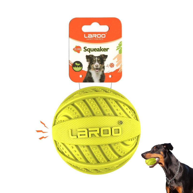 LaRoo Squeaker Ball Dog Toy, Durable Natural Rubber Dog Ball Floating Throwing Teeth Cleaning Training Chew Toy for Pet Small Medium Large Dogs 9CM Green - PawsPlanet Australia