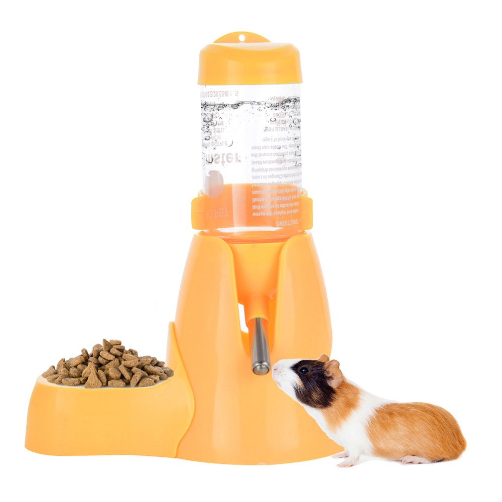 ShareWe Hamsters Water Bottle Automatic Water Feeder Dispenser Hanging Water Feeding Bottles for Rats, Guinea pigs, Ferrets, Rabbits Small Animals (80ML, Yellow) - PawsPlanet Australia