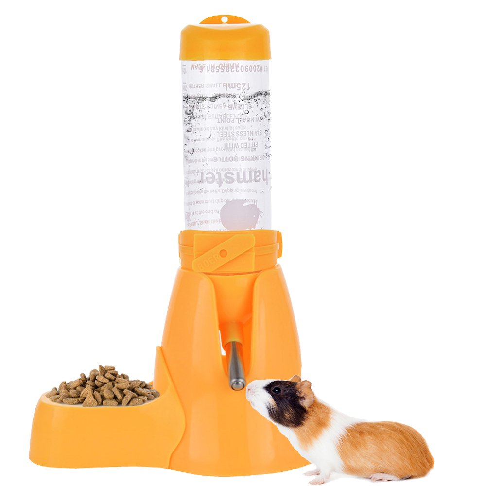 ShareWe Hamsters Water Bottle Automatic Water Feeder Dispenser Hanging Water Feeding Bottles for Rats, Guinea pigs, Ferrets, Rabbits Small Animals (125ML, Yellow) - PawsPlanet Australia