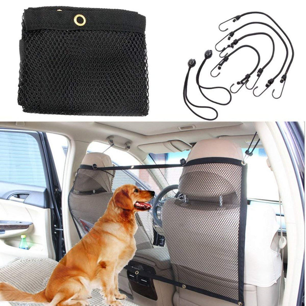 FGF Pet Car Net Barrier Universal Mesh Vehicle Pet Barrier for Dogs Cats Safety Net with Hooks and Straps 45''x24.5'' - PawsPlanet Australia
