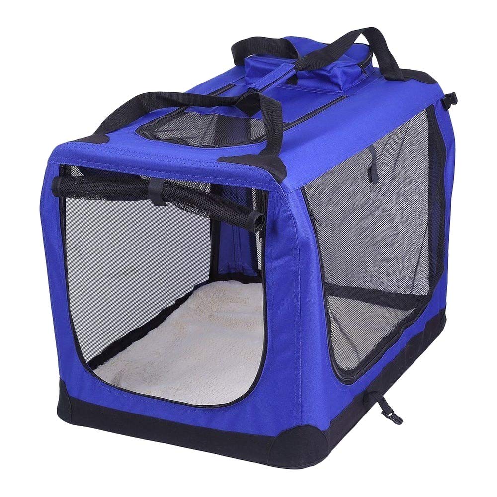 AVC Portable Soft Fabric Pet Carrier Folding Dog Cat Puppy Travel Transport Bag (Medium, Blue) Medium - PawsPlanet Australia