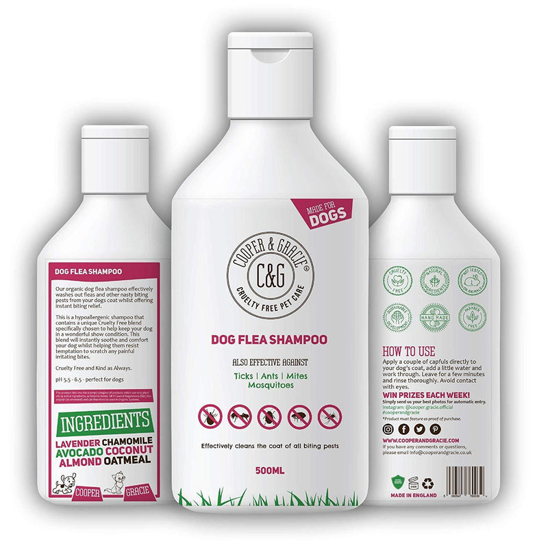 Flea Shampoo For Dogs 500ml - Sensitive Itchy Skin Dog and Puppy Grooming - Medicated Fleas Treatment 500 ml (Pack of 1) - PawsPlanet Australia