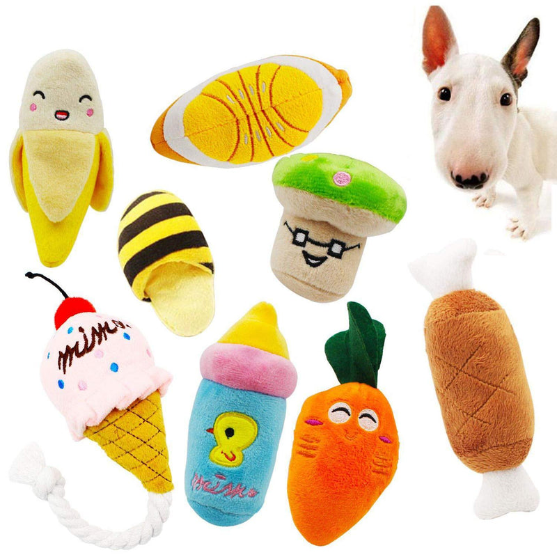 Ulable Squeaky Dog Toys, Pet Puppy Plush Sound Chew Toy Set for Small Medium Dogs and Cats Colours Vary (8 Pack Colors) - PawsPlanet Australia