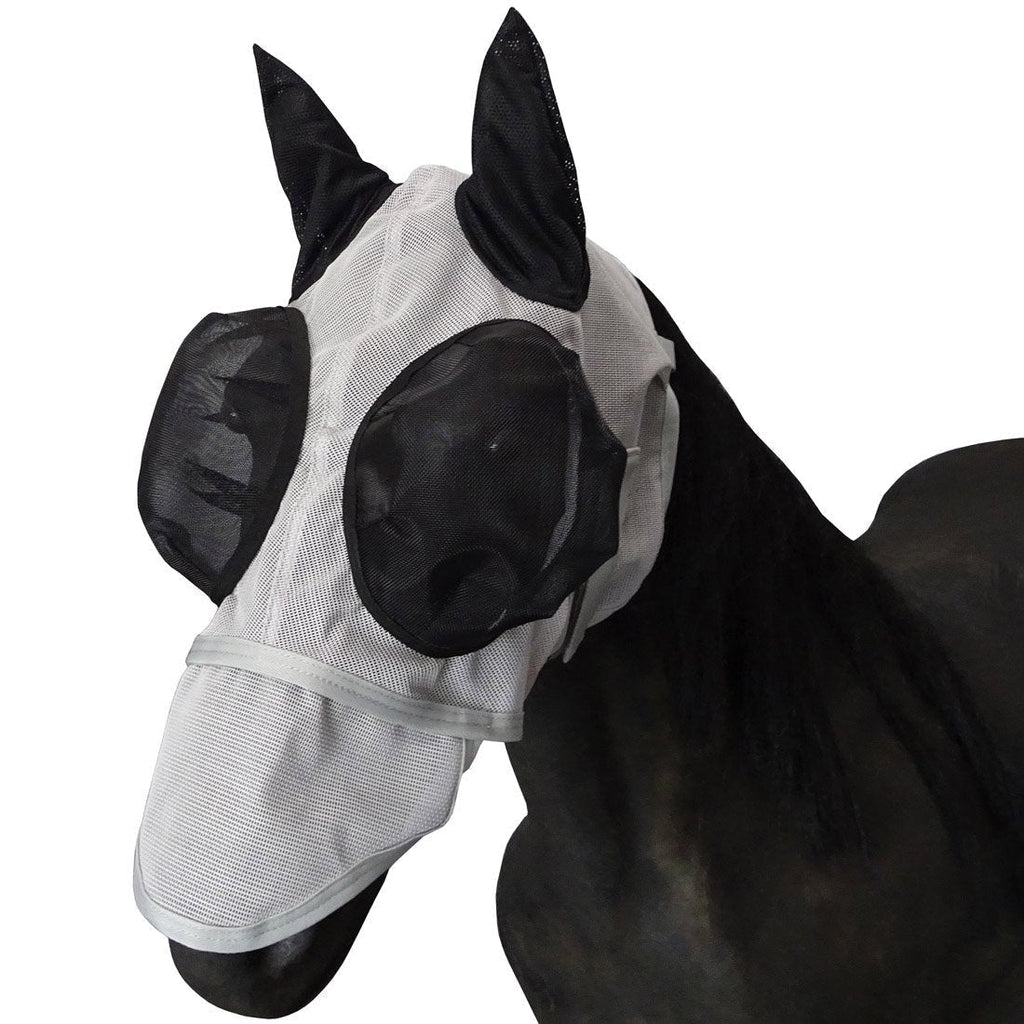Leberna Mesh Fly Mask with Ears Nose UV Protection Full Face for Horse/Cob Cob Grey - PawsPlanet Australia