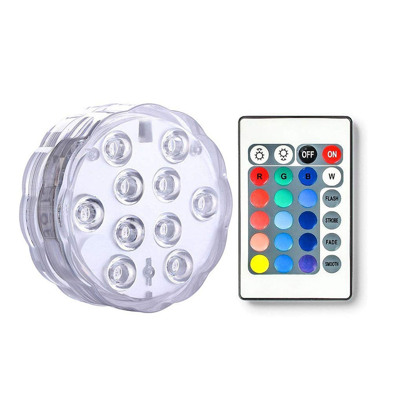 1 PCS LED Waterproof Hot Tub Light Battery Powered Submersible Light AndThere Multicolor Underwater Night Mood Light with IR Remote for Pool Aquarium Pond Party Wedding Vase Base Christmas Decoration - PawsPlanet Australia