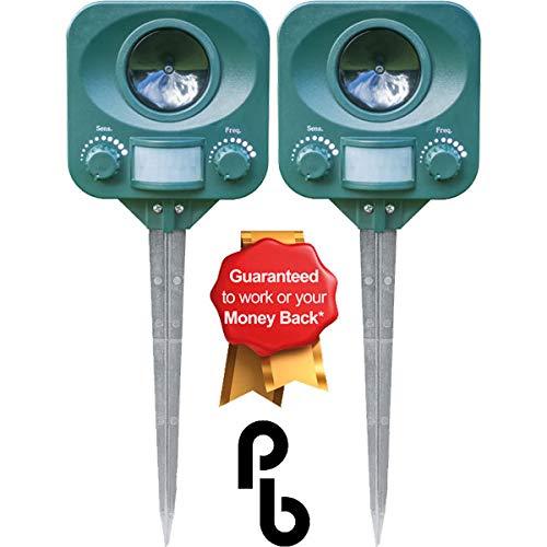 Pestbye® Twinpack Solar Waterproof Cat Repellent - Quick Fix Ultrasonic Repeller Cat Scarer with Ground Stake - PawsPlanet Australia