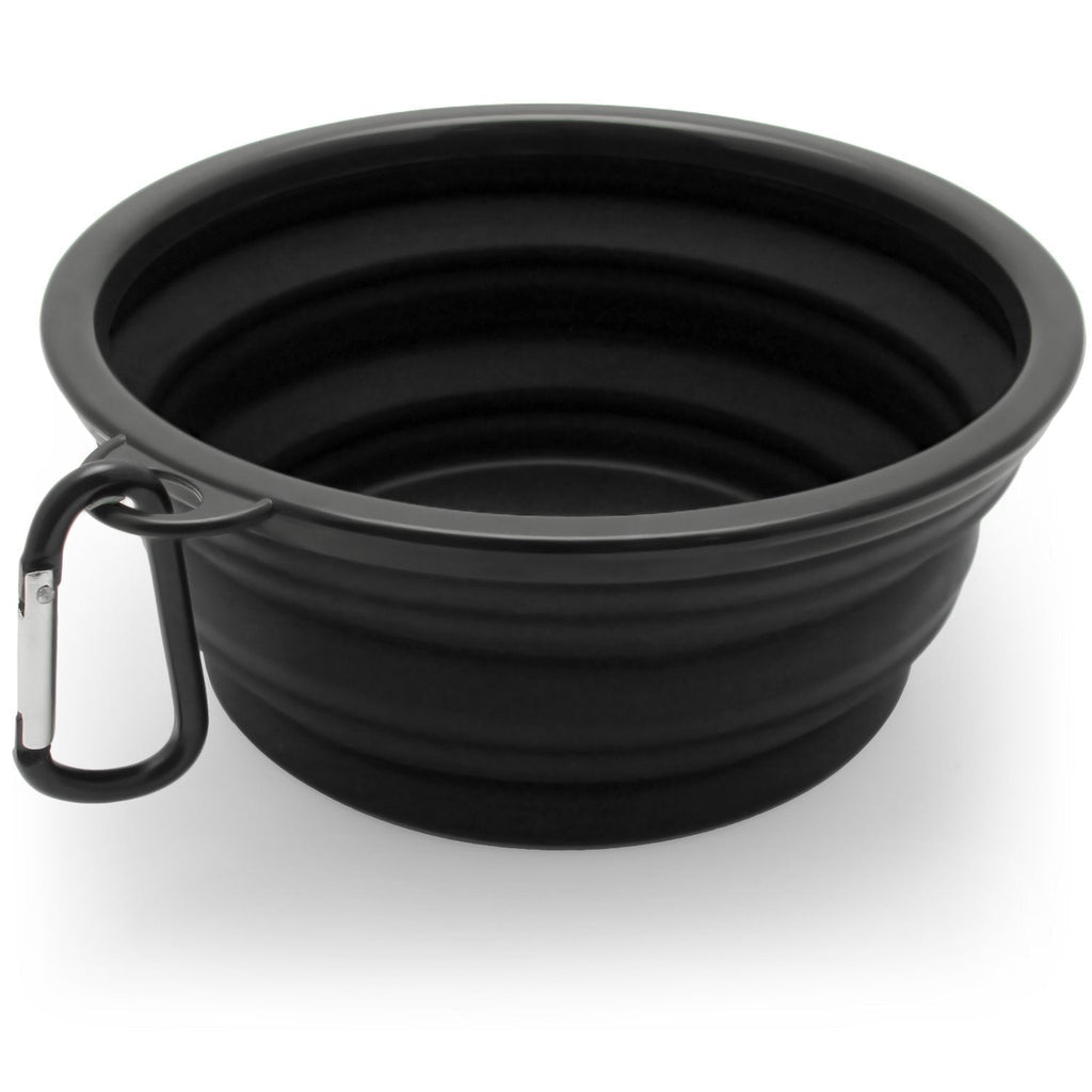 iGadgitz Home Large Foldable Travel Silicone Dog Bowl Food Water Feeding Portable Dish for Pet (Black) Black - PawsPlanet Australia