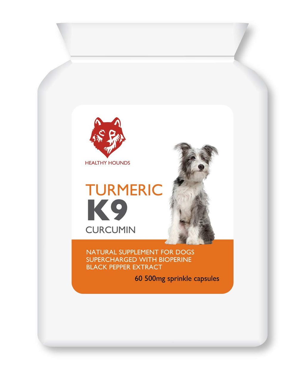 Healthy Hounds Turmeric K9 for Dogs and Pets 60 x 500mg equal to 10000mg Sprinkle Capsules | 100% Natural Turmeric Curcumin with Bioperine Black Pepper Extract | Joint Care Supplement 60 caps - PawsPlanet Australia