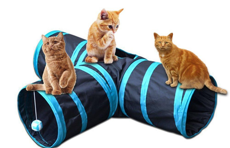 Orchidtent Cat Tunnel Toy, 3 Way Collapsible Crinkle Cat Tunnels/Fun Run Play Tubes with Ringing Ball for Pets Kittens Rabbits - PawsPlanet Australia